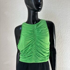 House of Harlow 1960 Vibrant Green Ruched Tank Top